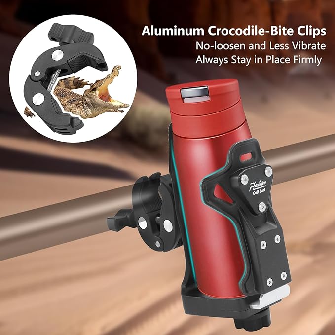 Roykaw Motorcycle ATV Cup Holder, Upgraded Bike Cup Holder, Motorcycle Drink Holder,Water Bottle Holder for Golf Push Cart,ATV/UTV,Kayak,Scooter, Boat, Stroller,Wheelchair,Tractor,Max Load 32oz