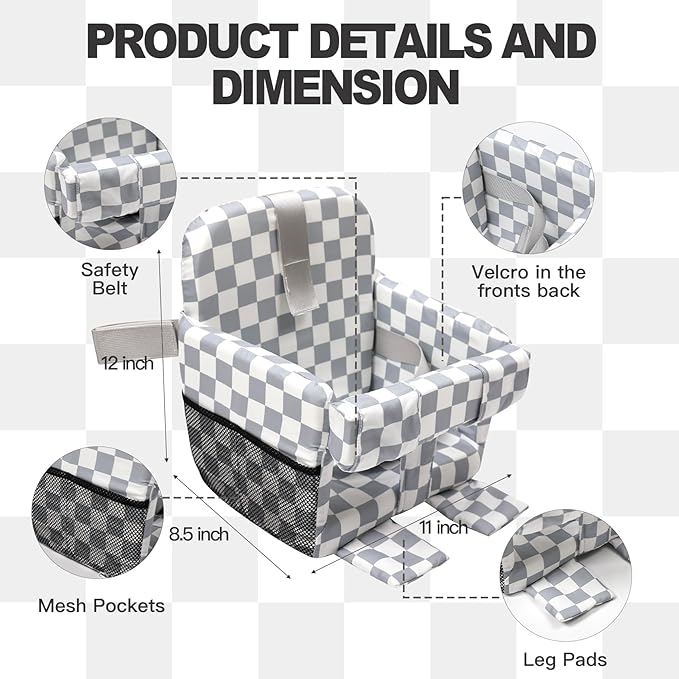 Shopping Cart Cover for Baby &High Chair Cover, Padded with Detachable Strap & Thigh Pad, Machine Washable, Padded Toddler Shopping Cart Cover Grocery Cart Cover(Checkered)