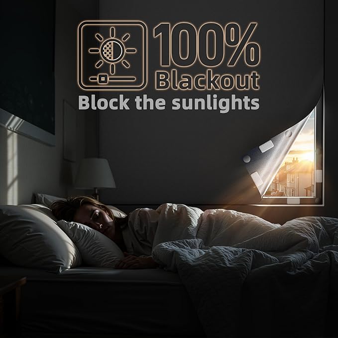 Magnetic Blackout Window Cover 100" x 58" Portable Blackout Curtains for Bedroom, Temporary Black Out Shades Window Privacy Film No Drill Black Out Blinds for Baby Nursery Travel Skylight - White