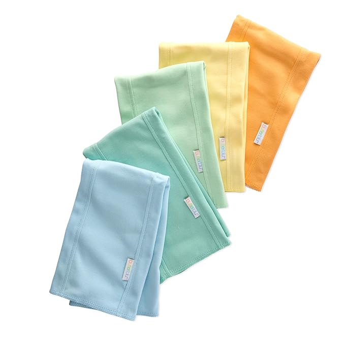 Butterblu Bailey 5-Pack Burp Cloths 100% Organic Cotton Knit for Newborn & Baby Boys & Girls, Sunny, One Size