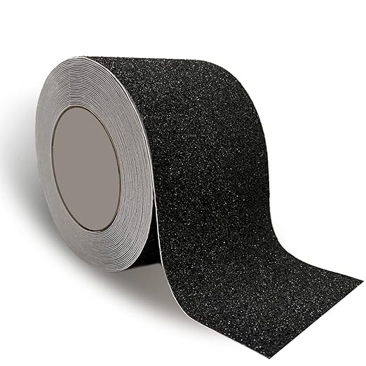 Heavy Duty Anti Slip Tape, 4 Inch x 35Ft Black Grip Tape for Stairs Outdoor Waterproof Non Skid Safety Walk Abrasive Adhesive Tape for Outdoor Indoor Stairs Steps Ramps Treads Floors Boats Skateboard