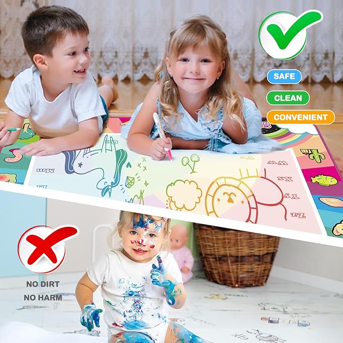 Water Doodle Mat for Kids Doodle Mat for Toddlers 1-3 Wildlife for 3 4 5 6 7 8 Years Old Girls & Boys,Neon Color Mat Doodle Board Writing Drawing Toys Holiday 28x20 Inch