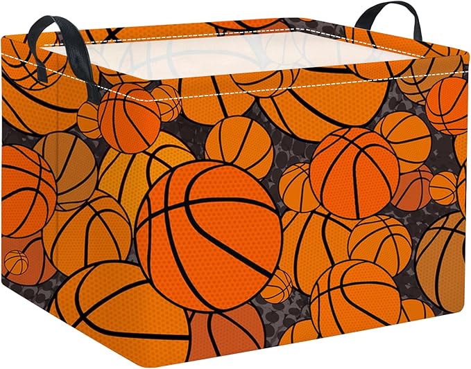 TIBAOLOVER Rectangular Basketball Kids Storage Basket Gift & Baby Storage Bin Organizer Shelf Book Basket Room Decor (Basketballs)