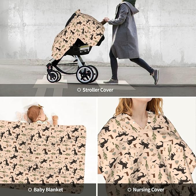 Western Baby Car Seat Canopy Cover, Nursing Cover for Newborn, Western Baby Stuff Stroller Cover for All Seasons