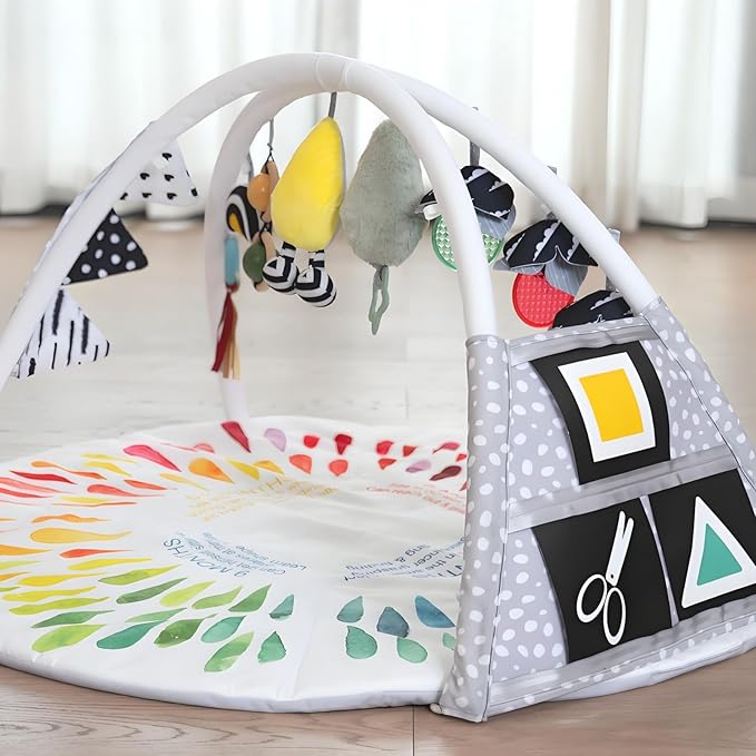 LADIDA Baby Gym Play Mat, Tummy Time Mat & Activity Gym, Infant Play Mat for Sensory Exploration and Motor Skill Development