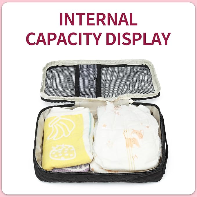 Diaper Bag Organizer Pouches - 2 Pack, Small Diaper Bag Mini Purse, Travel Baby Bag for Boys & Girls, Black