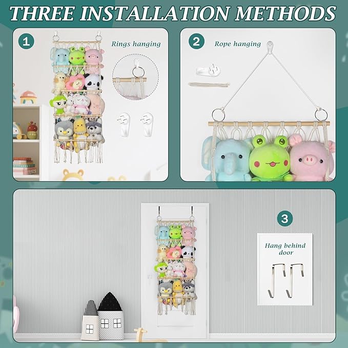 42cm Wide Over The Door Stuffed Animal Storage- 5-Tier Stuffed Animal Hammock For Toy Plush Hammock Hanging Net Big Girls Toddler Large Bag Animals Stuffy Behind