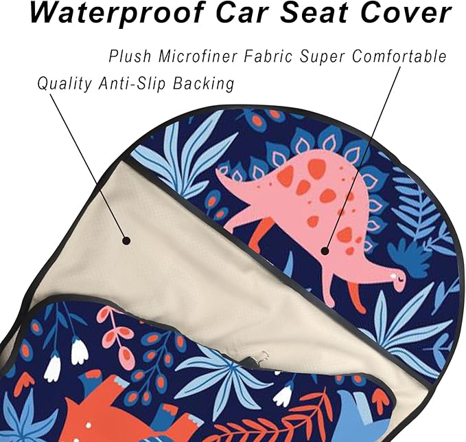 LoyaGour Car Seat Cover Protector Front Seats,for Gym Workout,Running,Swimming,Beach and Hiking,Waterproof Sweat Towel Bucket Seat Covers for Cars SUV Trucks (Dinosaur, 1Pcs)