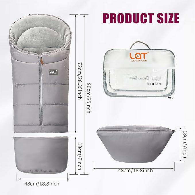 LAT Baby Warm Bunting Bag Universal,Extended and Removable,Stroller Sleeping Bag Cold Weather,Waterproof Toddler Footmuff