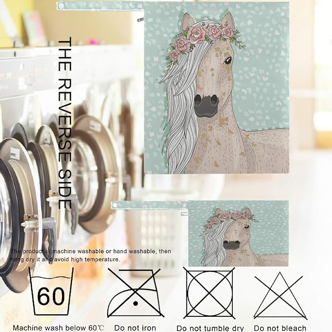 visesunny Cute Horse with Wreath Floral 2Pcs Wet Bag with Zippered Pockets Washable Reusable Roomy for Travel,Beach,Pool,Daycare,Stroller,Diapers,Dirty Gym Clothes, Wet Swimsuits, Toiletries