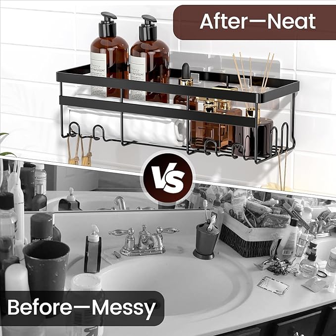 WOWBOX Shower Caddies 6 Pack - Adhesive Hanging Shower Shelf - Bathroom Organizers and Storage, No Drilling Stainless Shower Shelves for Home Decor, Bathroom Accessories (Large)