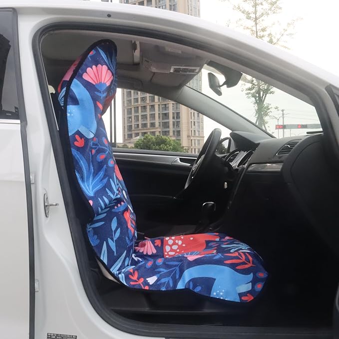 LoyaGour Car Seat Cover Protector Front Seats,for Gym Workout,Running,Swimming,Beach and Hiking,Waterproof Sweat Towel Bucket Seat Covers for Cars SUV Trucks (Dinosaur, 1Pcs)