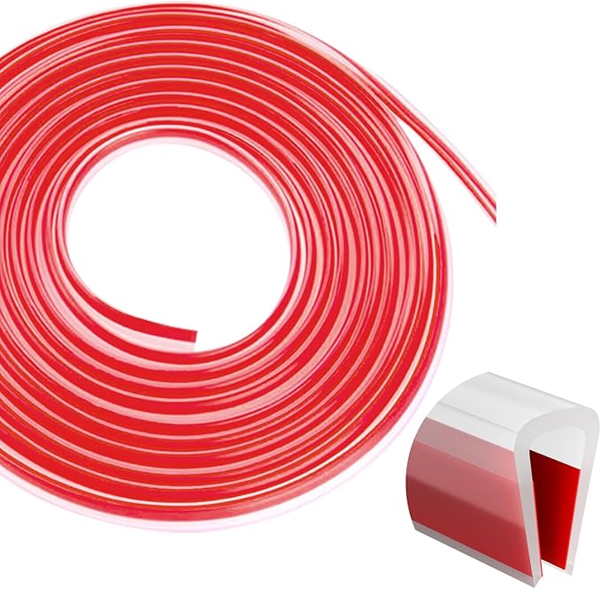 Silicone Edge Trim Self-Adhesive U Channel Silicone Edge Trim Edge Protector for Sheet Metal (Clear, Fit 5/16" - L 20')