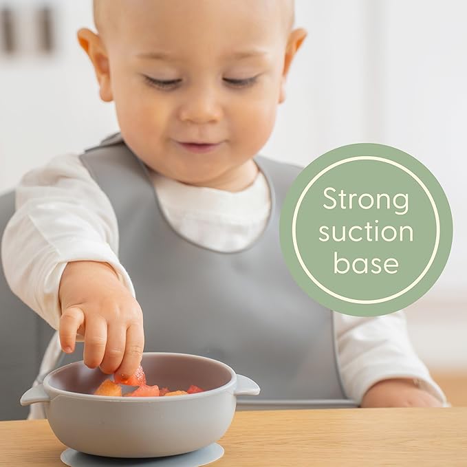 UpwardBaby Silicone Baby Bowls with Suction Set - Strong Suction Design for Toddlers 1-3, Easy-Grip Baby Spoon for Self-Feeding, BPA Free Feeding Bowls, 4-Piece Set