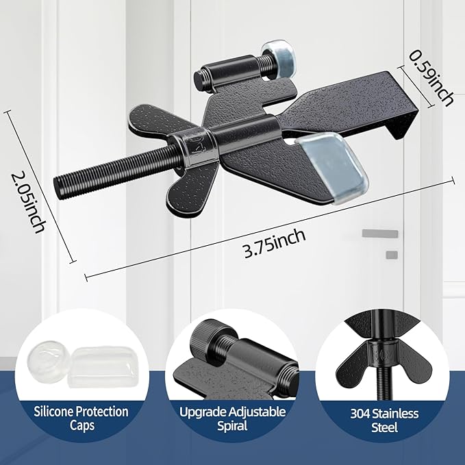 4 Pack Adjustable Portable Door Lock, Hotel Door Locks for Travelers, Prevent Unauthorized Entry, Door Stoppers Security for Travel Bedrooms Apartment Airbnb Dorm, with Silicone Caps