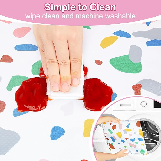Basumee Splat Mat High Chair Mat Waterproof Baby Play Splat Mat for Under High Chair Food Catcher Highchair Mat for Floor Non Slip Bottom, White Speckle, 46x42 Inches