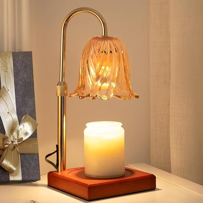 GODONLIF Candle Warmer Lamp, Dimmable Candle Lamp Warmer, Adjustable Height, Timer, Bedroom Living Room Home Decor Wax Melt Warmer for Scented Wax with 2 Bulbs