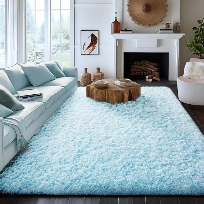 Ophanie Area Rugs for Bedroom Living Room,Color Light Blue,Size 8' x 10',Shape Rectangular