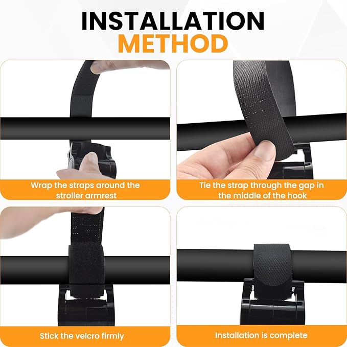 7PCS Stroller Hanging Hooks Kit, 2X 360 Degree Rotating Walker Hook and 5X Pram Buggy Clips for Diaper Bag Pushchair Stroller Purse Groceries