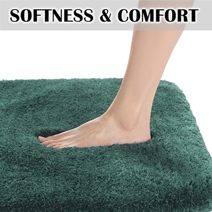 Suchtale Large Bathroom Rug Extra Soft and Absorbent Shaggy Mat (24 x 60, Hunter Green) Machine Washable Non Slip Microfiber Mat With Rubber Back