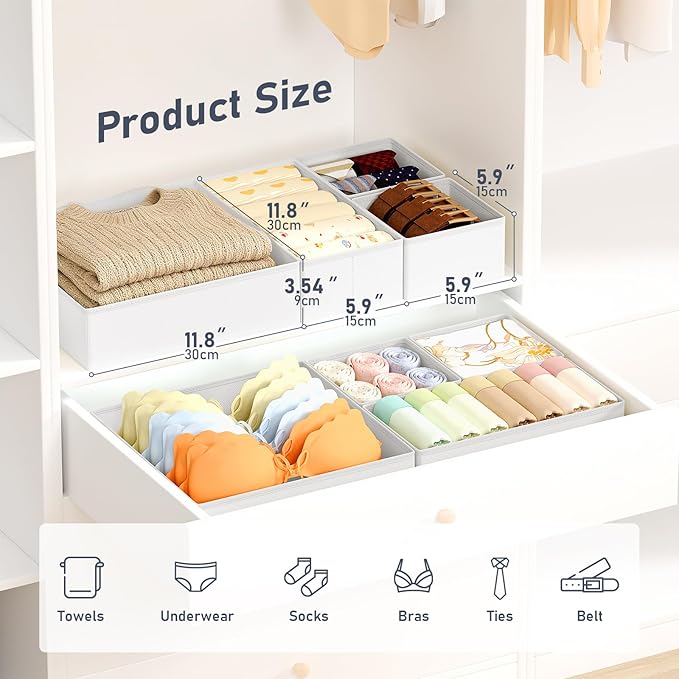 DIMJ Drawer Organizer Clothes Storage - 21 Pack Baby Dresser Organizer for Nursery Closet Organization, Fabric Drawer Organizer Bins for Underwears Socks Bras, Foldable Storage Dividers for Bedroom