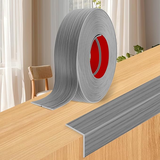 Wall Corner Protector Moulding Trim Peel and Stick Wall Corner Guards Trim Flexible Self Adhesive Edge Protector Moulding, 1.6 in x 10 Ft, Light Gray Wood