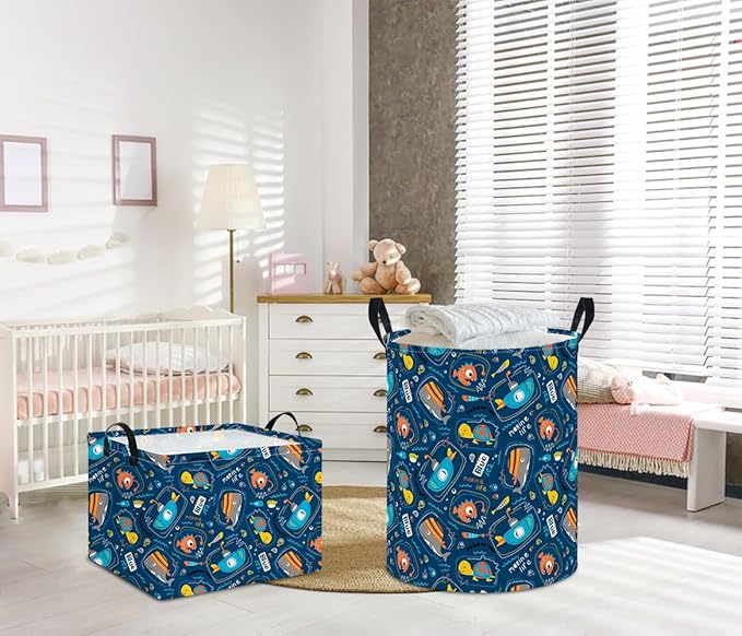 Laundry Hamper,Laundry Basket, Nursery Hamper,Waterproof Storage Bin,Clothes Organizer Basket,Room Decor(Line Ocean)