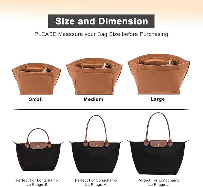 Purse Organizer Insert for le pliage Le Pliage S Handbags Insert（EarthColo, Small）