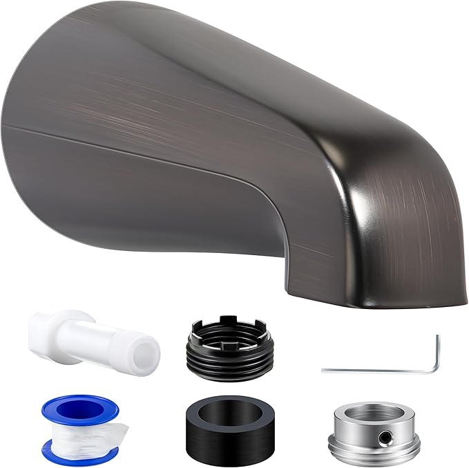 Dreyoo Tub Spout (Universal Fits 1/2" Copper Pipe, 1/2" IPS and 3/4" IPS), Bathroom Bathtub Faucet with Adapters and Hex Wrench(Oil Rubbed Bronze,Without Diverter)
