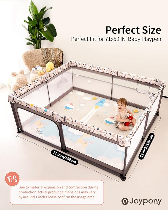 Baby Play Mat, 71x59 Inch Foldable Play Mats for Babies and Toddlers, Waterproof & Anti-Slip Portable Foam Floor Mat for Tummy Time with Travel Bag Indoor Outdoor
