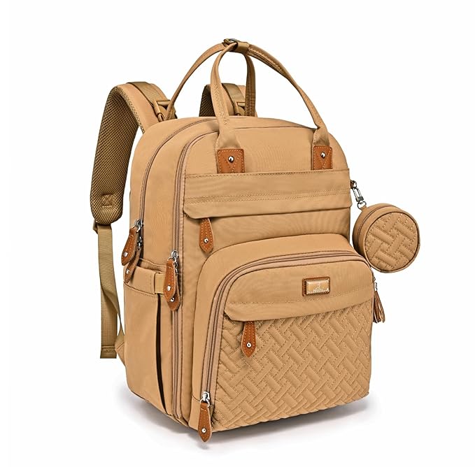 BabbleRoo Diaper Bag Backpack - Baby Essentials Travel Tote - Multi function Water Resistant Diaper Bag, Travel Essentials Baby Bag with Changing Pad, Stroller Straps & Pacifier Case - Unisex, Beige | Multi function, Waterproof, Diaper Bag, with Changi...