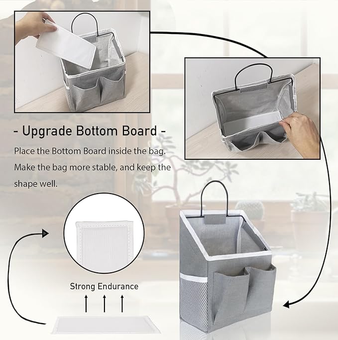 2pcs Wall Hanging Storage Bag, Wall Hanging Baskets for Organizing as Over the Door Organizer, Wall File Organizer, Rv Storage and Organization. For Bedroom, Office, Camper (Gray-Upgraded)
