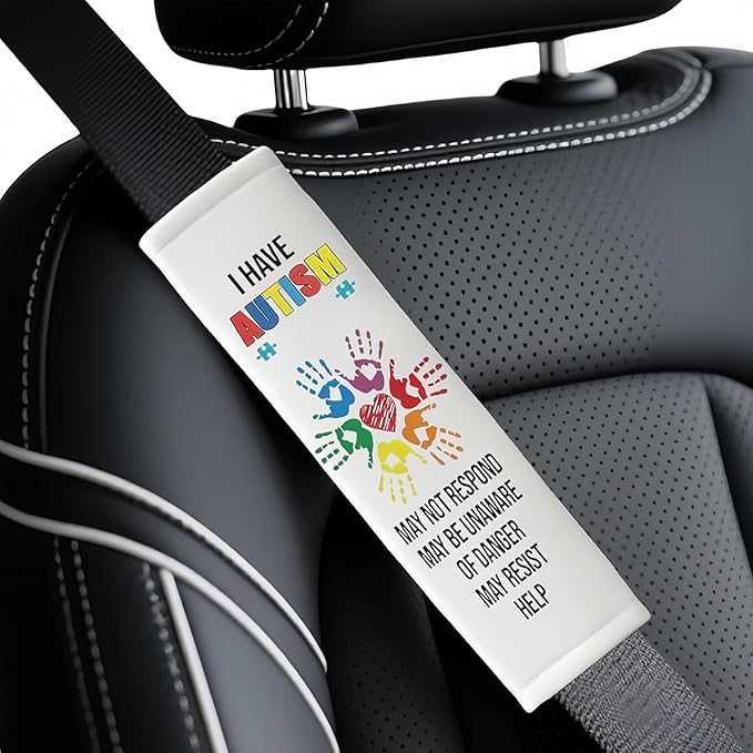 Autism Belt Covers, Car Seat Belt Covers, Sensory Friendly Design for Special Needs People, Autism Support Gift for Family Travel