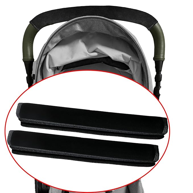 2 Pack 13.38 * 5.51in Armrest Handle Cover,Universal Handle Sleeve Cover Replacement Pushchair Handle Cover Accessory Elastic Dust Proof Protector Sleeve for Pushchair Pram(Black)