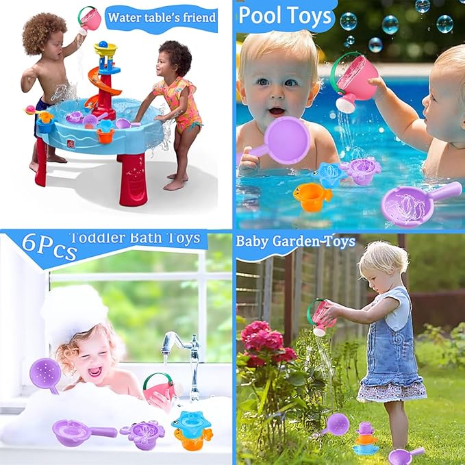 CreateView 6Pcs Toddler Bath Toys for Kids Ages 1-3, Baby Bathtub Toys, Pool Toys, Water Table Toys, Gift