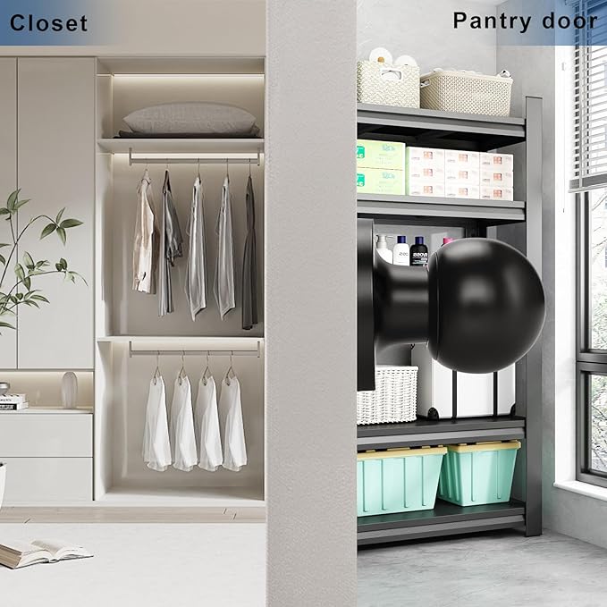Knobonly 2 Pack Single Side Dummy Door Knob, Matte Black Non-Turning Indoor Door Knob, Closet Door Knobs, Stainless Steel