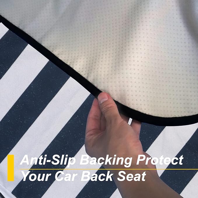 LoyaGour Back Seat Cover for Car Trucks Van SUV,Waterproof Rear Bench Towel Seat Covers for Dogs and Kids,Automotive Backseat Protector (Blue Stripe)