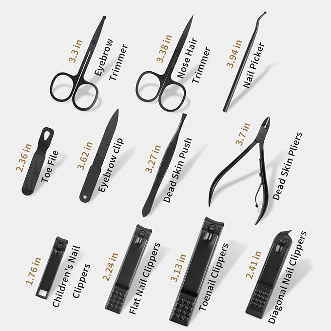 Manicure Set Professional Nail Clipper Kit-26 Pieces Stainless Steel Manicure Kit,Nail Care Tools with Luxurious Travel Case Nail Grooming Kit Present for Men Husband Boyfriend Parent (Black)
