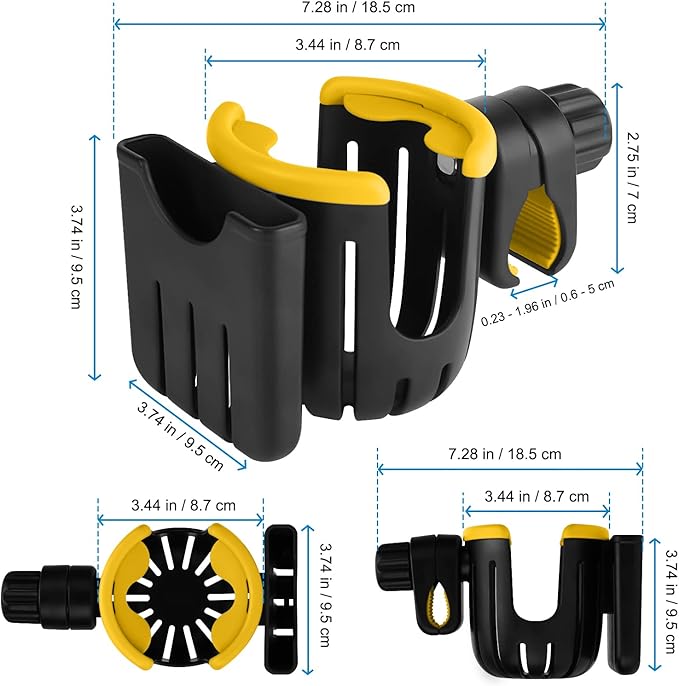 Accmor Stroller Cup Holder with Phone Holder, Universal Cup Holder, 2-in-1 Cup Phone Holder for Stroller, Bike, Walker, Wheelchair