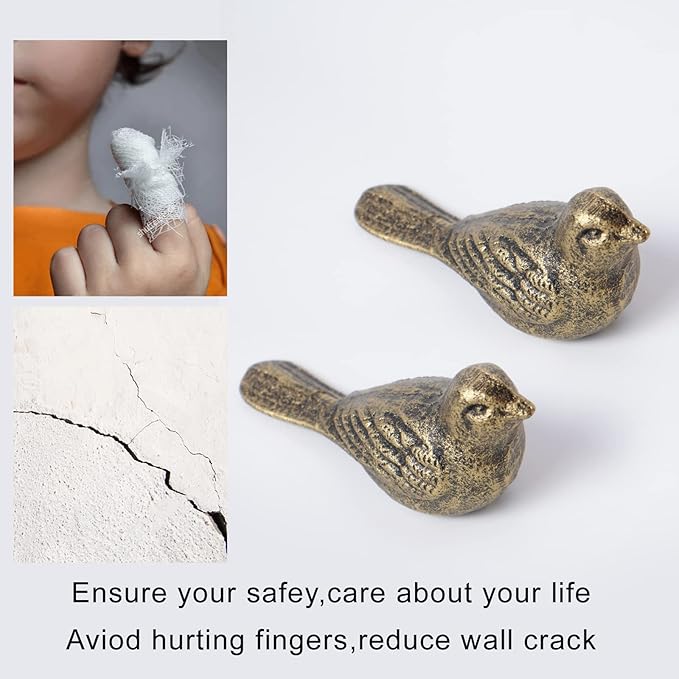 Cast Iron Door Stop Heavy Door Stopper Solid Metal Wedge for Indoor Outdoor Use Cute and Durable Doorstop (Bronze Bird, 1Pack)