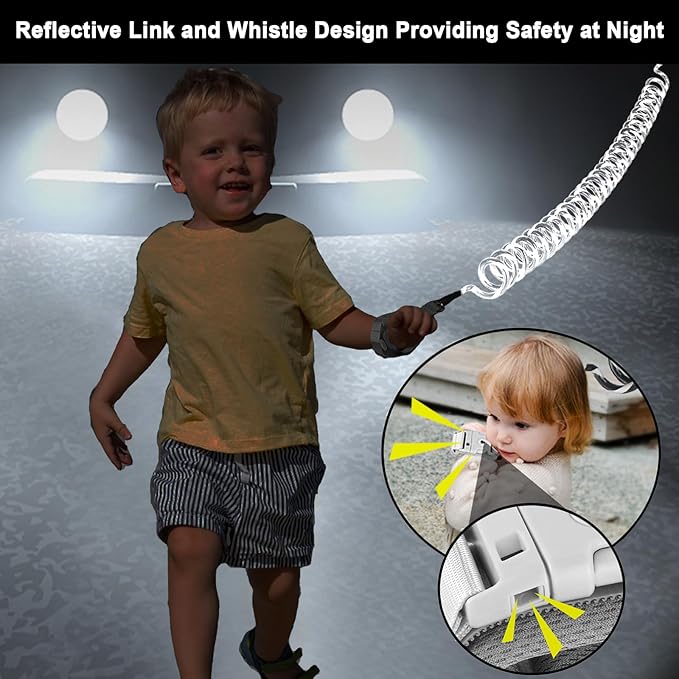 Accmor Toddler Waist Leash Belt, Reflective Anti Lost Wrist Link, Anti Lost Waist Band Child Leash with Lock for Kids, Child Walking Harness Wristband Rope Tether Leashes for Outdoor Travel (Black)