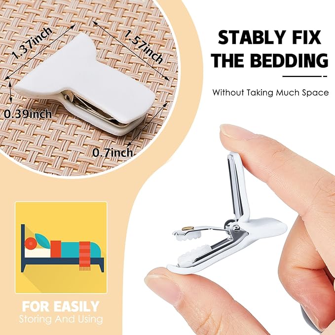 Patelai 36 Pieces Padded Comforter Clips White Duvet Clips Padded Blanket Fasteners to Secure Bedding for Preventing Comforters From Shifting Inside Duvet Cover, Sweet Sleeping