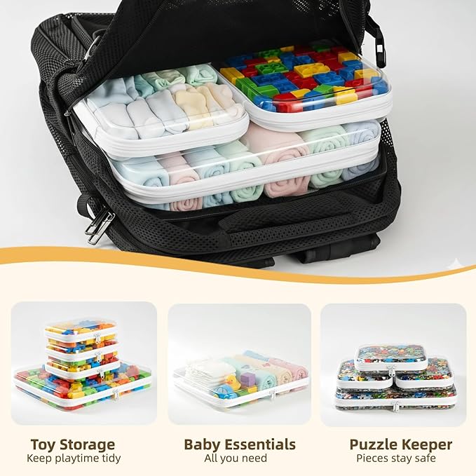 Clear Hard Shell Zipper Pouches, Clear Zipper Bags, Hard Case Pouches for Purse & Diaper Bag Organizer,and Travel Essentials (XL+3M)