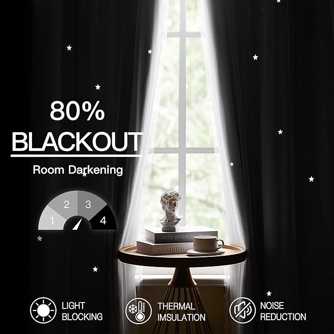 XiDi White Curtains 96 Inches Long for Girls Bedroom Living Room Darkening Privacy Double Layer Curtains with Sheer Overlay for Kids Toddler Princess Nursery Room Decor Grommet Window Drapes W52 X L96