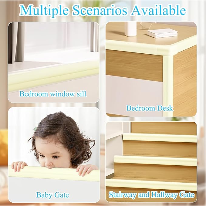 ZOMPAGO Baby Proofing Edge & Corner Protectors, 1 Roll White Foam L-Shape Self-Adhesive Bumper Strip, Soft Shock-Absorbent Wall & Furniture Safety Bumpers for Nursery, Kitchen, Fireplace, Table, Desk