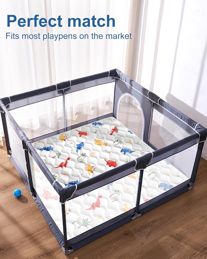 Odorless Premium Foam Baby Play Mat 74" x 50", Soft Microfiber Fabric Crawling Mat for Floor- Comfortable and Hypoallergenic, Non-Slip Cushioned Floor Playpen mat for Infants,Babies,Toddlers