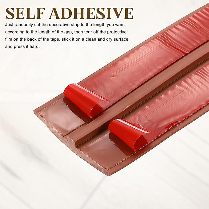 uxcell T-Molding Transition Strips, 3.28 ft x 1.97" (L x W) PVC Floor Flat Divider Strip Self Adhesive Vinyl Flooring Edging Trim for Joining Floor Gaps Doorways, Walnut