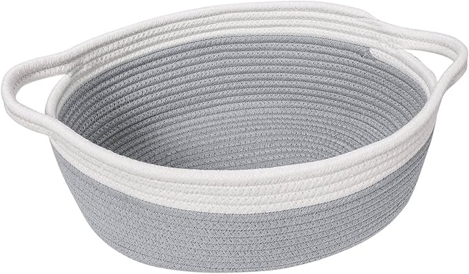 Goodpick Small Baskets for Gifts Empty, Easter Basket for Gifts Home Decor, Woven Burr Basket for Storage with Handles, Decorative Cotton Rope Baskets for Baby Shower Diaper Toy, 12" x 8" x 5"