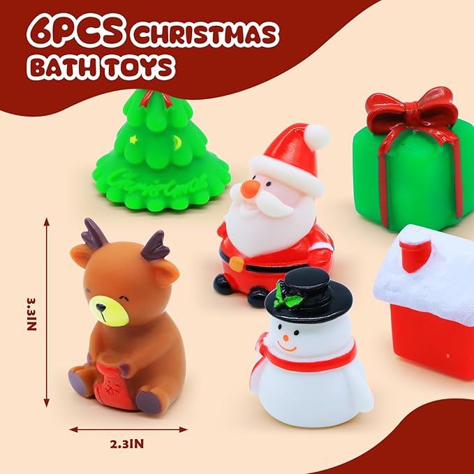 VIBOYLAR Christmas Bath Toys for Toddlers 1-3: 6 Packs Light-Up Floating Baby Toddler Kids Bath Toys Set for Boys & Girls Christmas Birthday Xmas Gifts - Bathtub Bath Toy for Children Preschool