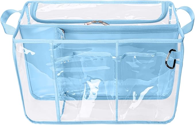 Clear Beach Bag Organizer Insert Compatible with BOGG BAG Original X Large, Zipper Organizer Liner Compatible with BOGG BAG Original X Large, Insert Divider Pouch with 2 Compartments, Blue